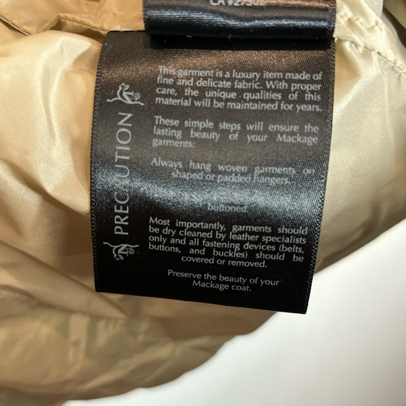 MACKAGE Sz S Kelsie Tan W/ Black Accents  Hooded Back Buckle Many Pockets Jacket - Picture 14 of 14